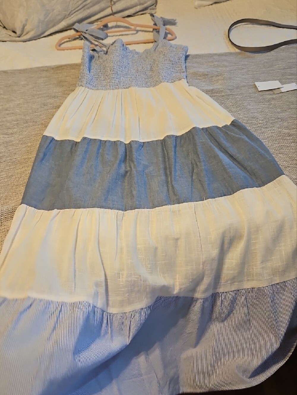 Rebellion - Blue and White Striped Tiered Dress - Size Small - Picture 4 of 5